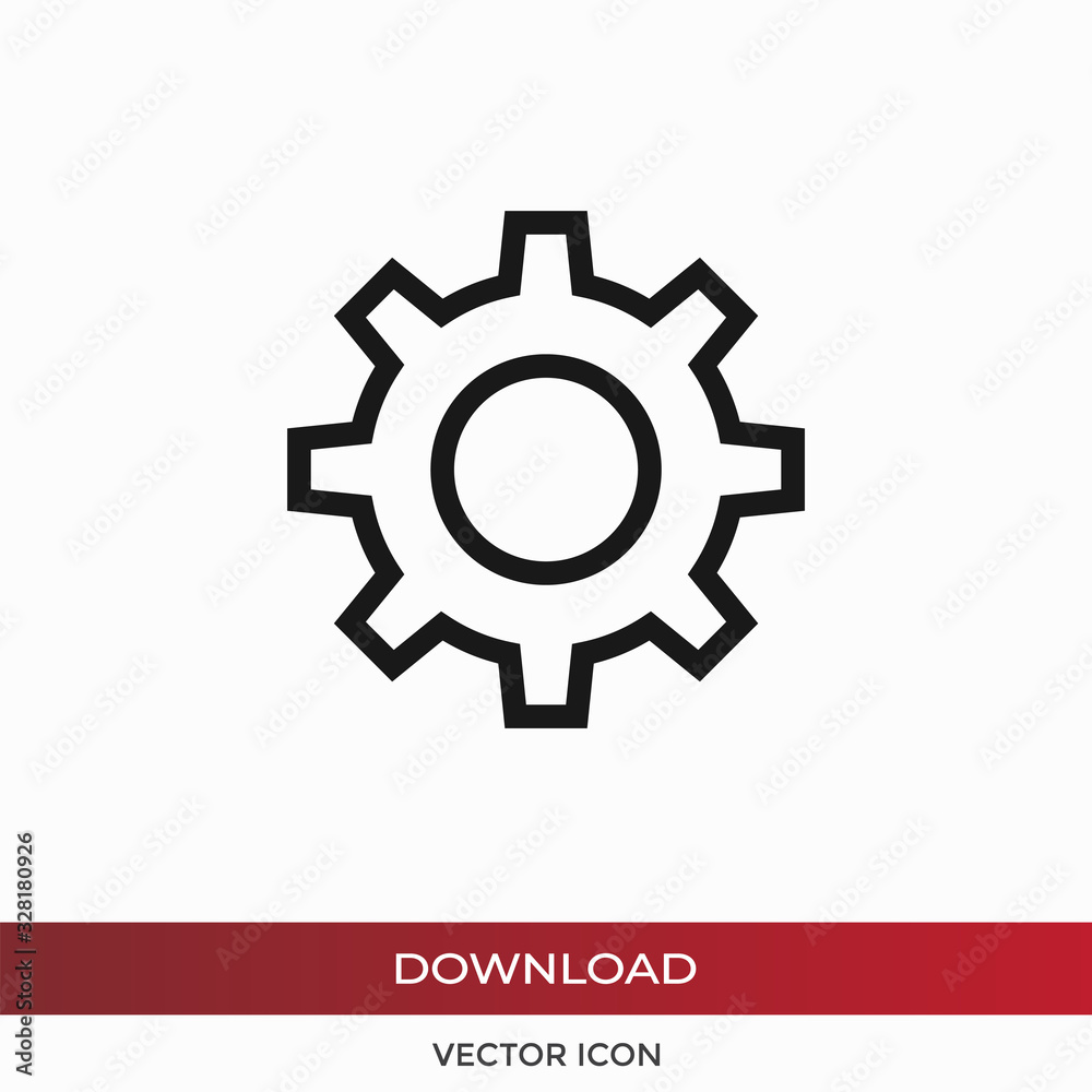 Gear vector icon, setting symbol in modern design style for web site and mobile app