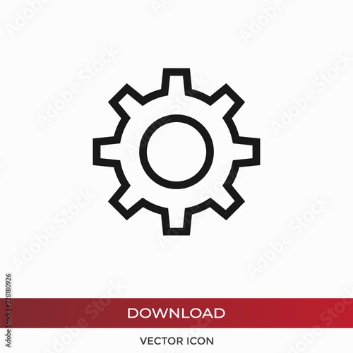 Gear vector icon, setting symbol in modern design style for web site and mobile app