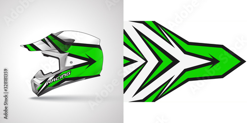 Racing helmet wrap decal and vinyl sticker design illustration.