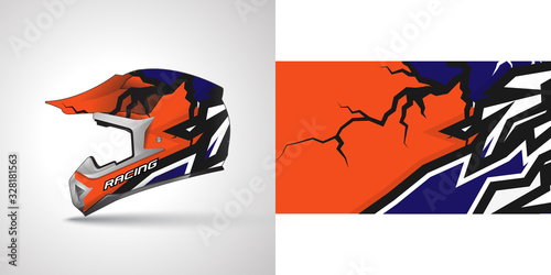 Racing helmet wrap decal and vinyl sticker design illustration.