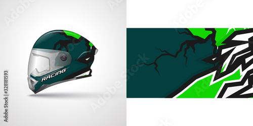 Racing helmet wrap decal and vinyl sticker design illustration.