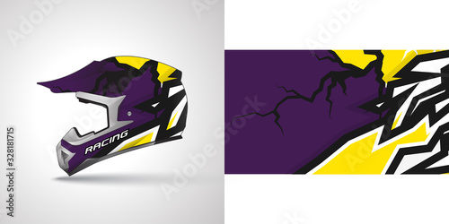 Racing helmet wrap decal and vinyl sticker design illustration.