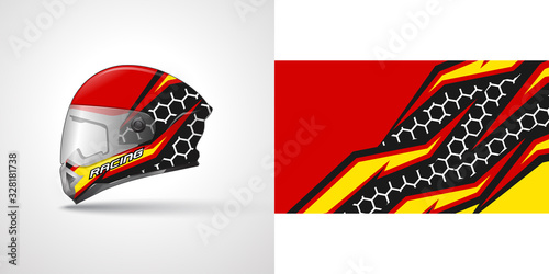 Racing helmet wrap decal and vinyl sticker design illustration.