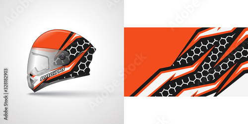 Racing helmet wrap decal and vinyl sticker design illustration.