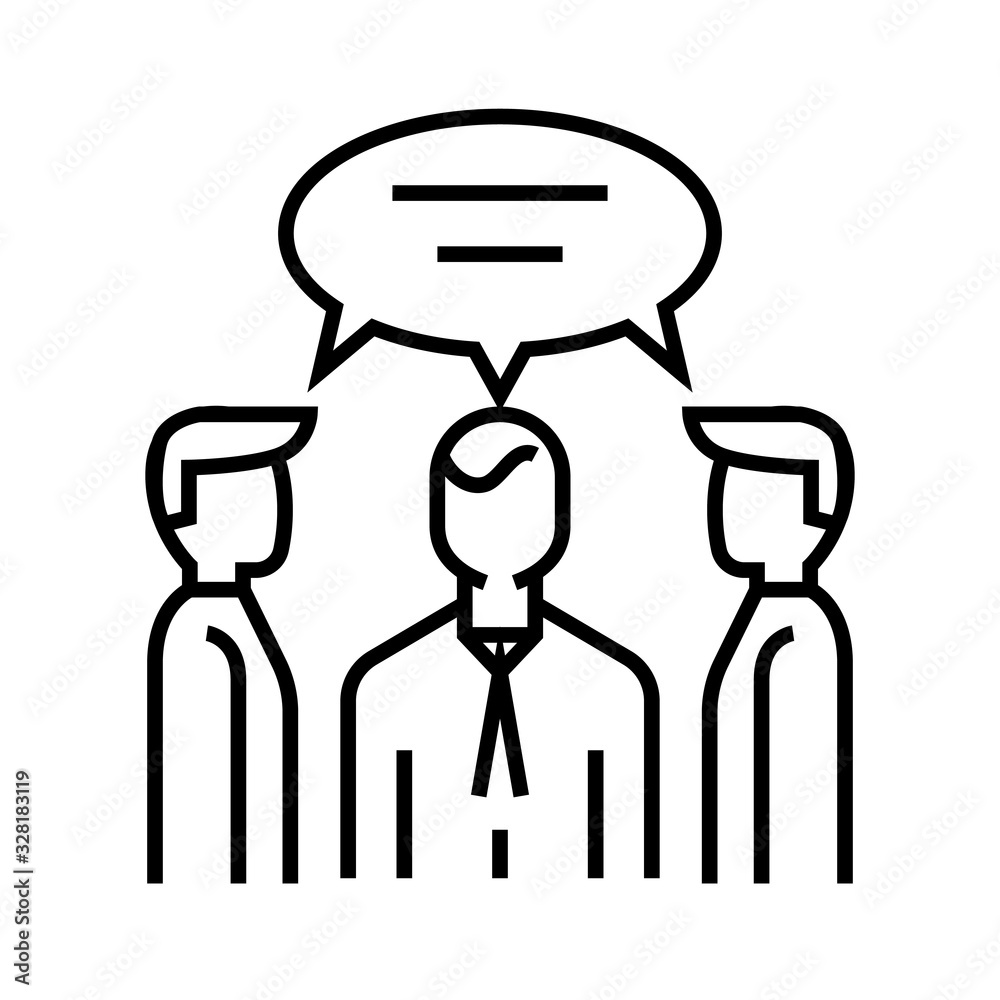 Work conversation line icon, concept sign, outline vector illustration, linear symbol. Work conversation line icon, concept sign, outline vector illustration, linear symbol.