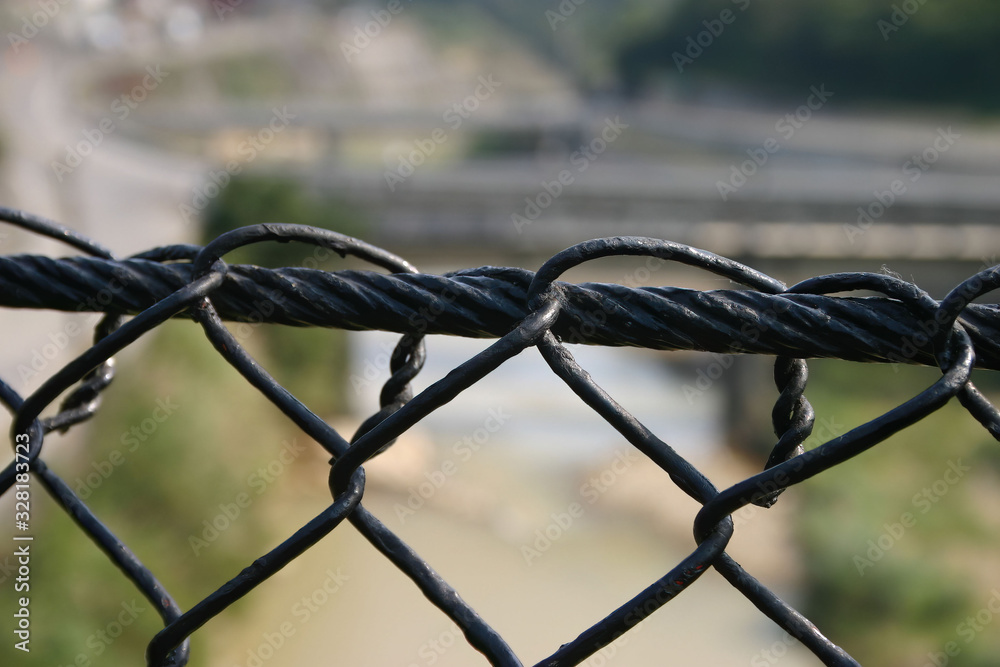Close up shot of a metal fence