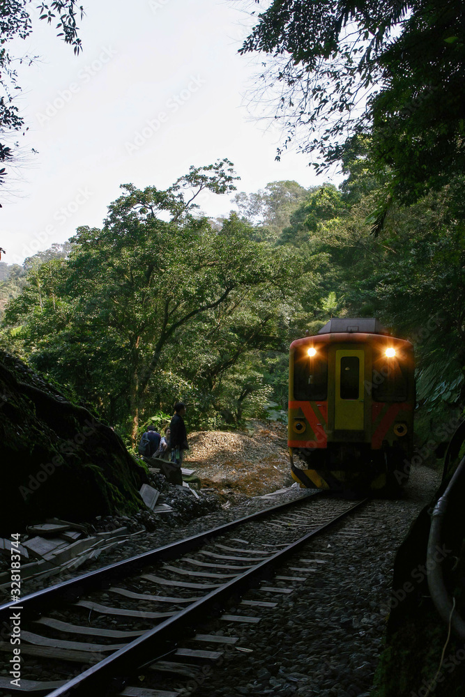 Naklejka premium Sunny view of a Train and railway