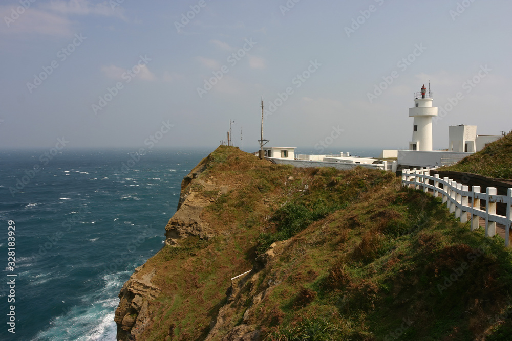 Sunny view of the beautiful Bitoujiao Lighthouse