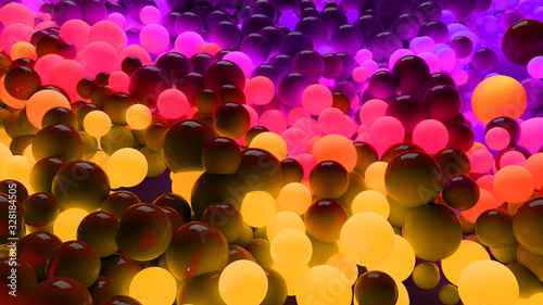 Canvas Print beautiful shiny balls of different colors and sizes completely cover the surface