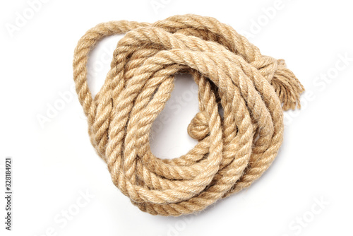 Rope is rolled into a ring above view.