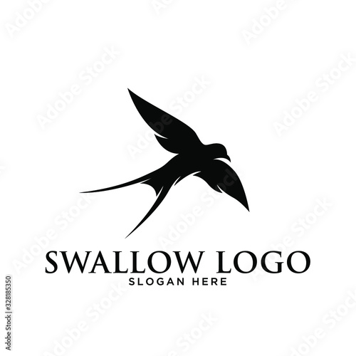 Swallow Bird icon silhouette simple minimalist modern logo design template. 