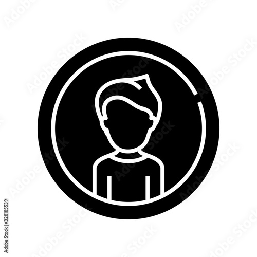 Profile black icon, concept illustration, vector flat symbol, glyph sign.