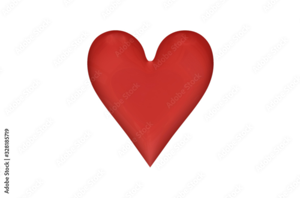 big red heart love symbol over white isolated graphic background