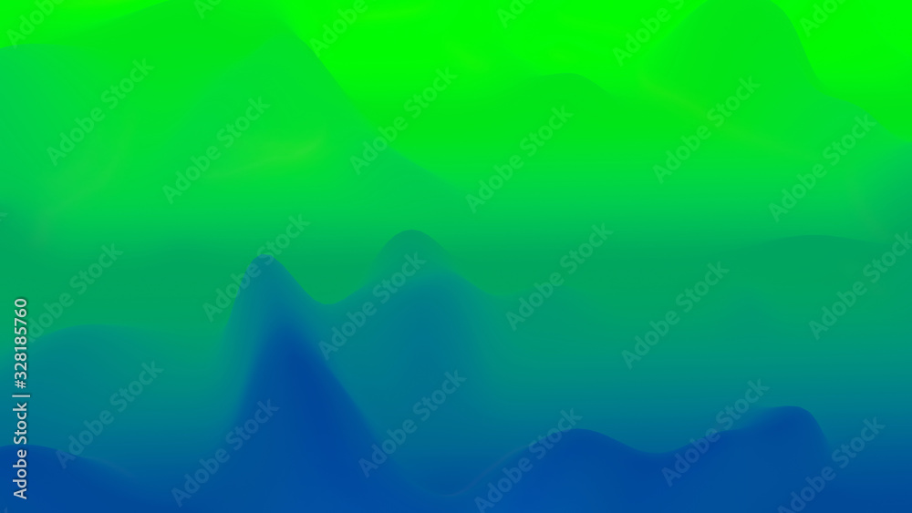 abstract fantastic background, liquid gradient of paint with internal glow forms hills or peaks like landscape in subsurface scattering material, mat color transitions. Blue green abstract fantastic background, liquid gradient of paint with internal glow forms hills or peaks like landscape in subsurface scattering material, mat color transitions. Blue green