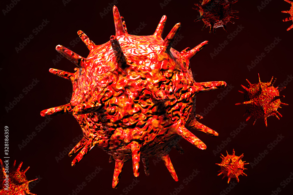 Coronavirus 2019 COVID-19 outbreak. Biology science 3D illustration. Coronavirus 2019 COVID-19 outbreak. Biology science 3D illustration.