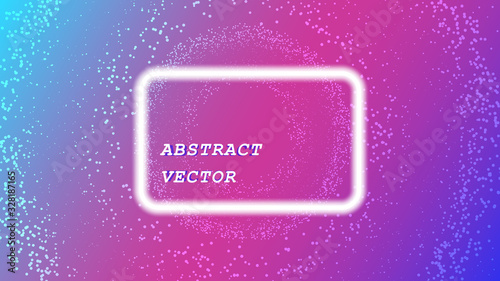 Abstract kosmos, the universe. Blue and red gradient background with border for text. Vector illustration, banner, poster.