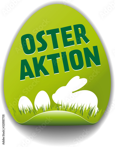 grüner Button Osteraktion in Ei-Form