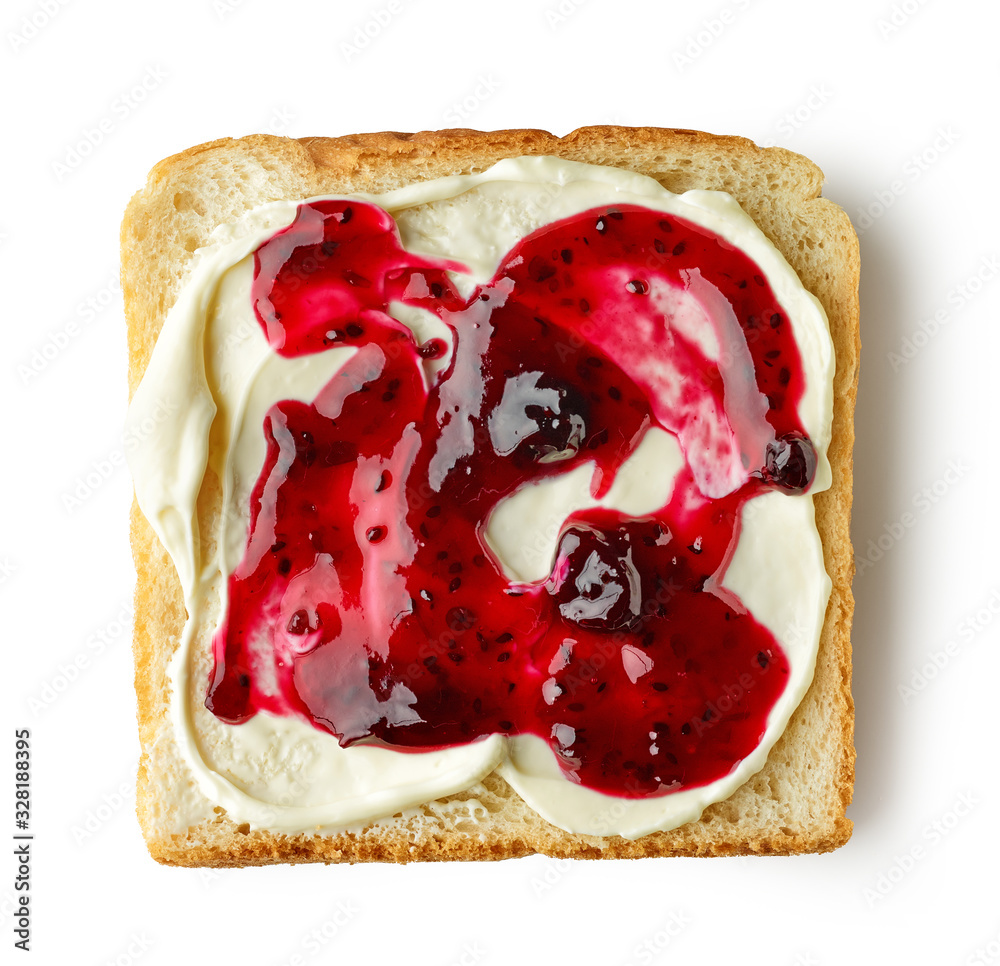 toasted bread with cream cheese and jam Stock Photo Adobe Stock