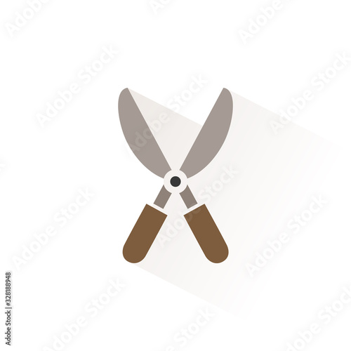 Garden shears. Isolated color icon. Spring vector illustration