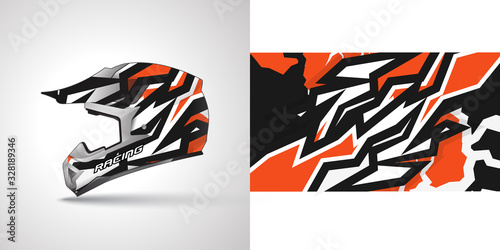 Racing helmet wrap decal and vinyl sticker design illustration.