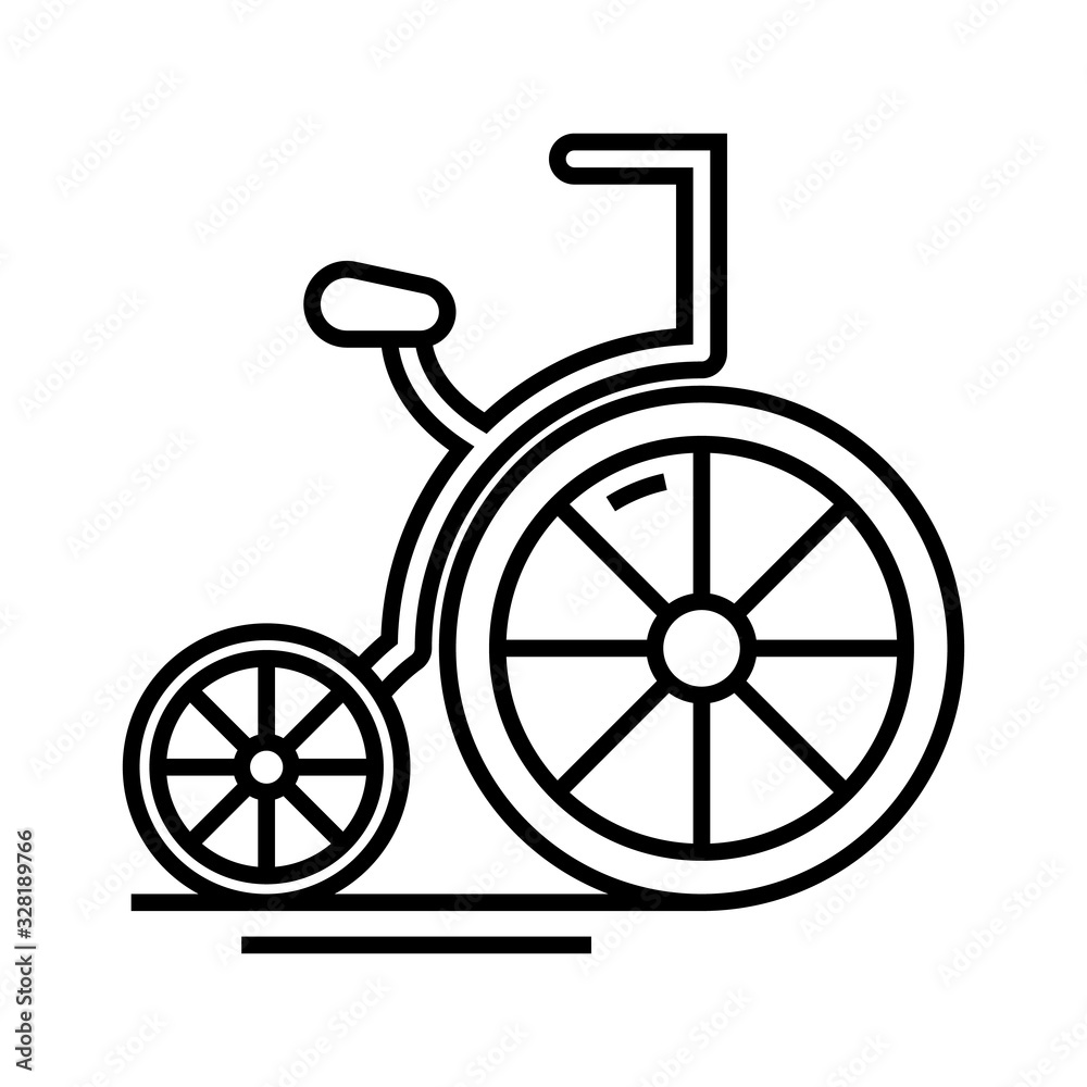 Twowheel bycicle line icon, concept sign, outline vector illustration, linear symbol. Twowheel bycicle line icon, concept sign, outline vector illustration, linear symbol.