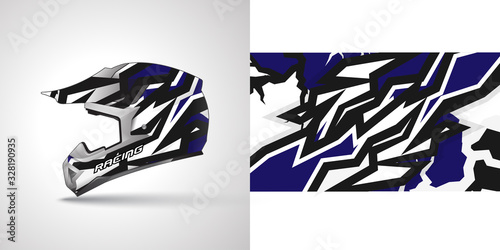 Racing helmet wrap decal and vinyl sticker design illustration.