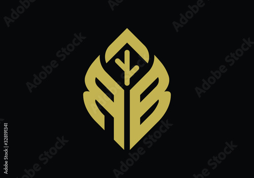 Custom Initial letter R and B in a leaf sign, Gardening or farming logo concept.