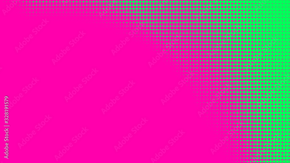 Dots halftone green pink color pattern gradient texture with technology digital background. Pop art comics with nature graphic design.