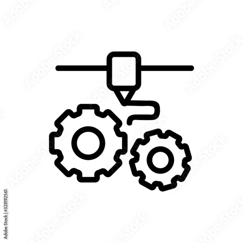 3D print printer icon vector. Thin line sign. Isolated contour symbol illustration