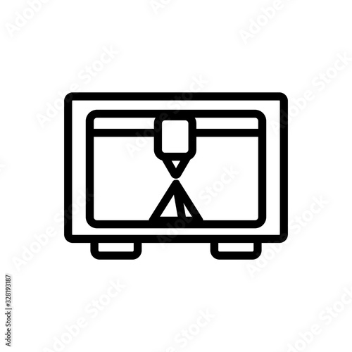 3D print printer icon vector. Thin line sign. Isolated contour symbol illustration
