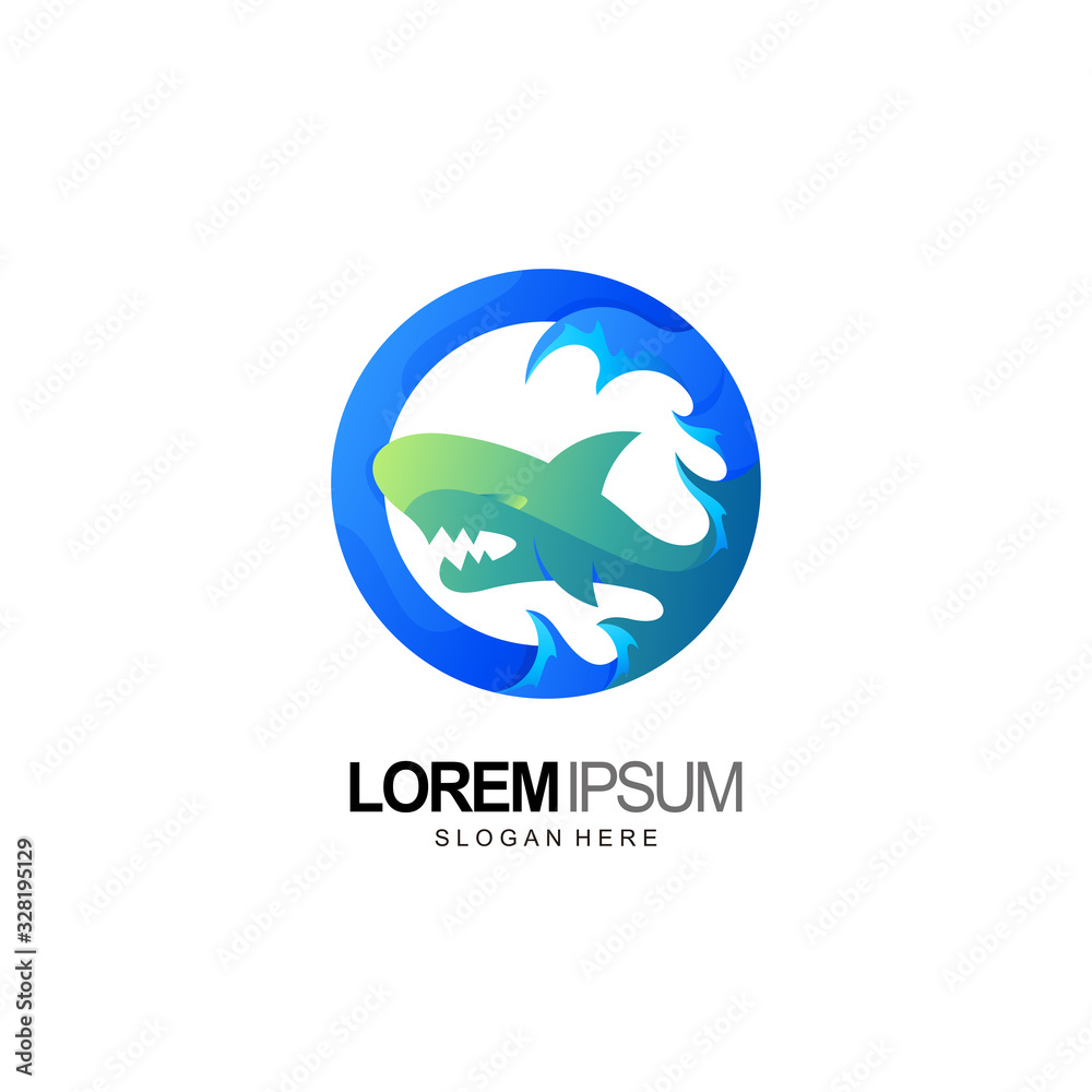 animal logo shark and sea template animal logo shark and sea template
