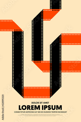 Movie and film poster design template background modern vintage retro style