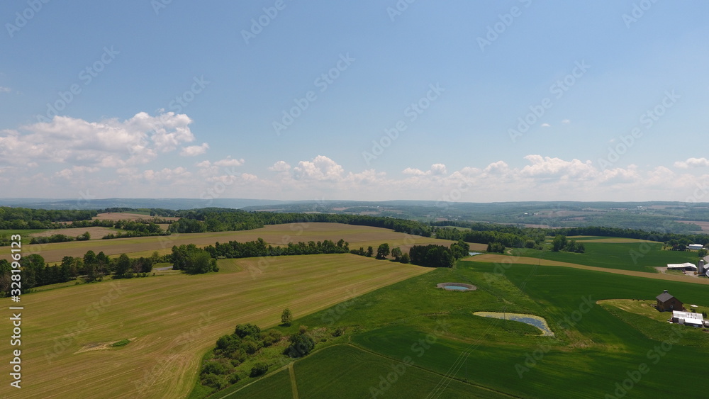Aerial view of Finger Lakes countryside