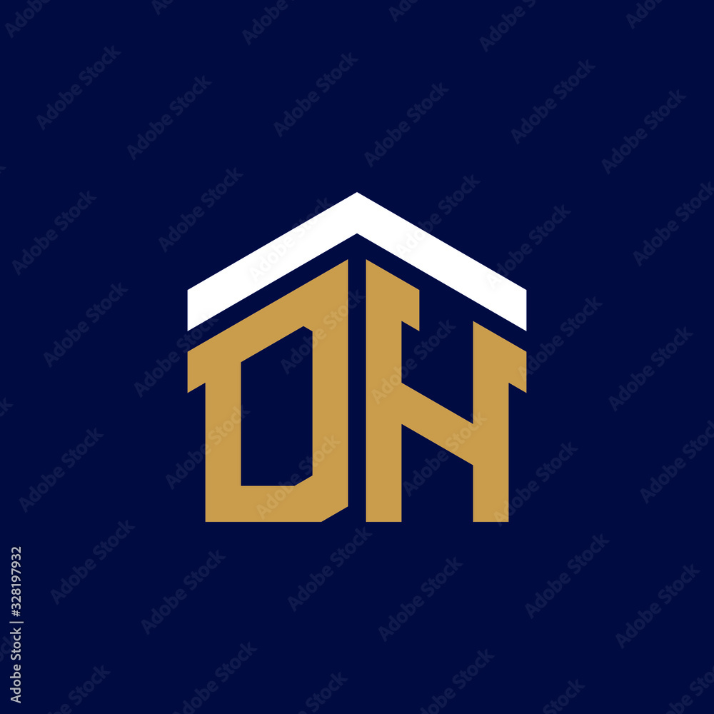 Initial Letters DH House Logo Design Initial Letters DH House Logo Design
