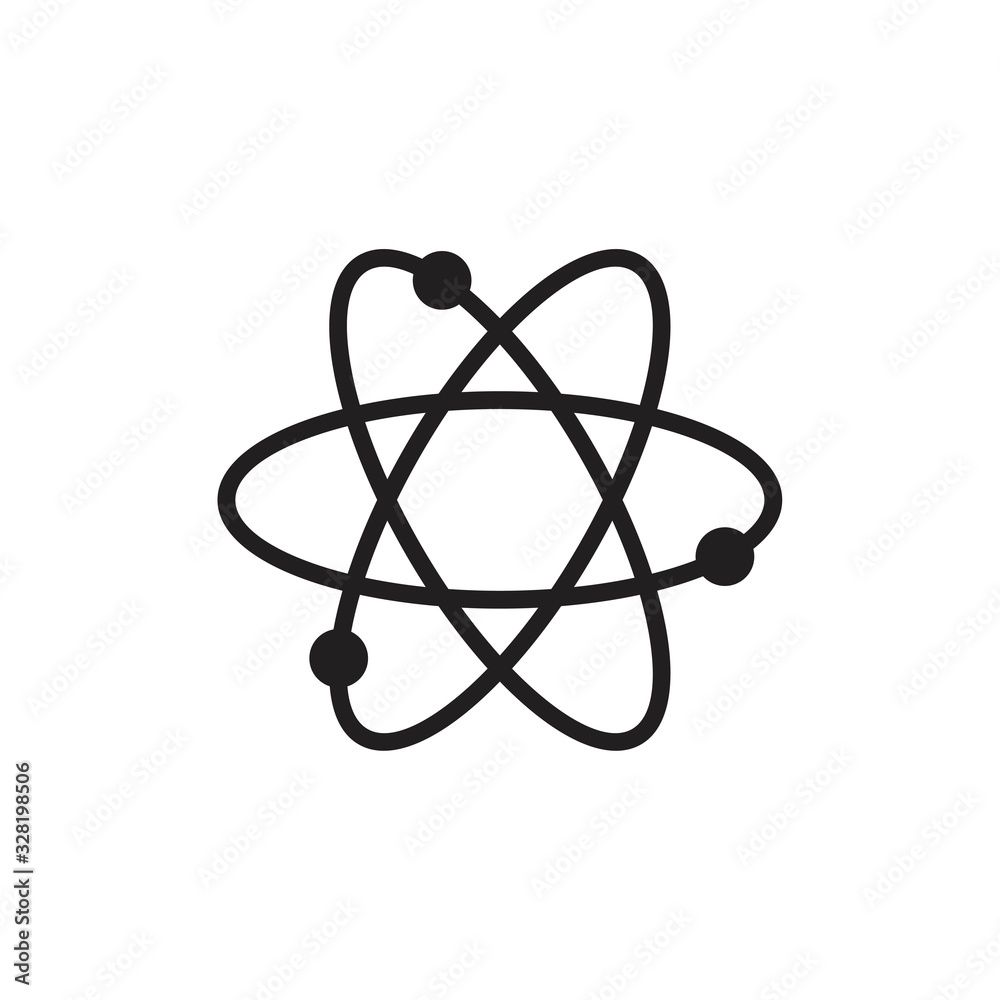 atom sign icon template black color editable. atom sign icon symbol Flat vector illustration for graphic and web design.