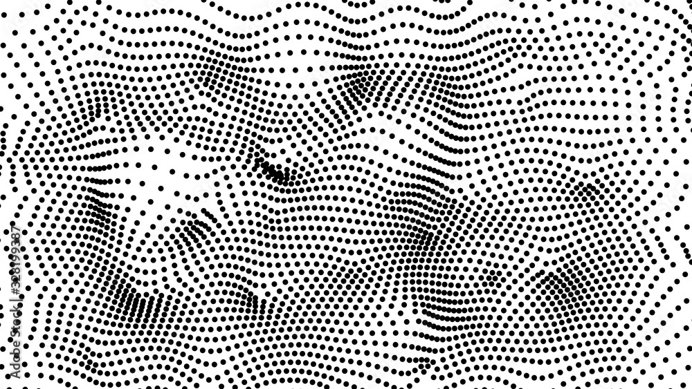 Halftone. Background circles wave. Dark dots on a white background. Abstract vector illustration.