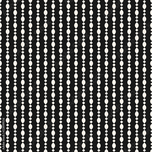 Vector monochrome seamless pattern with chains, beads, ovals. Stylish black and white abstract background. Luxury ornamental texture. Minimal repeat design for decor, fabric, carpet, furniture, cloth