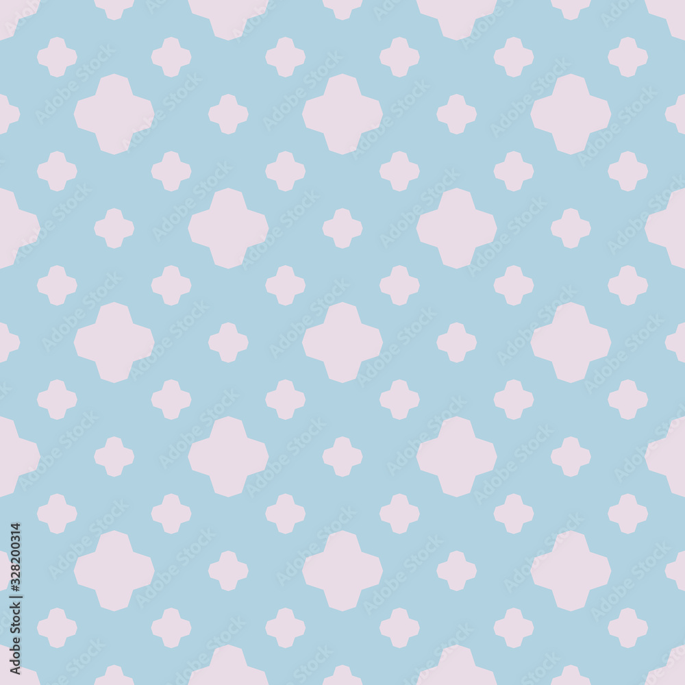 Vector geometric floral seamless pattern. Simple repeat minimal texture. Lilac and turquoise color. Elegant abstract background. Minimalist ornament with small flower silhouettes, diamonds, stars Vector geometric floral seamless pattern. Simple repeat minimal texture. Lilac and turquoise color. Elegant abstract background. Minimalist ornament with small flower silhouettes, diamonds, stars