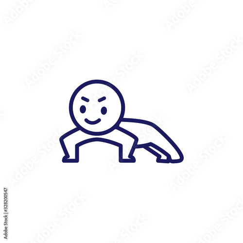 Illustration of a deformed simple human doing push-ups