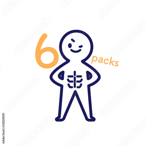 Illustration of a deformed simple human whose abs are broken into six packs