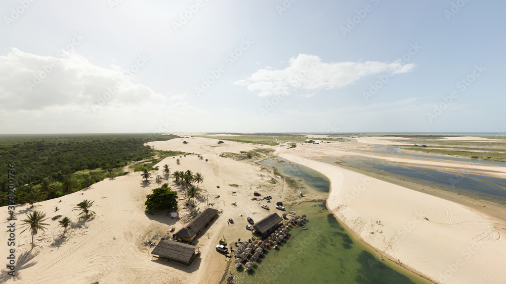 Aerial image of the Tatajuba lagoon, on the west coast of Jericoacoara in the state of Ceará, Brazil Aerial image of the Tatajuba lagoon, on the west coast of Jericoacoara in the state of Ceará, Brazil