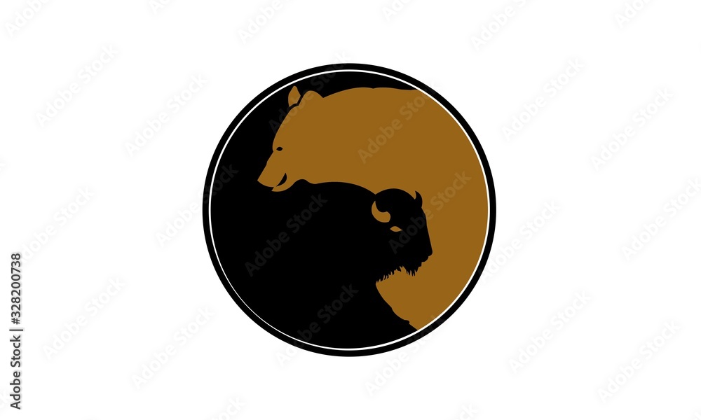 Obraz premium Bear and bull simple illustration vector