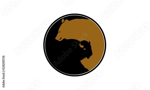 Bear and bull simple illustration vector