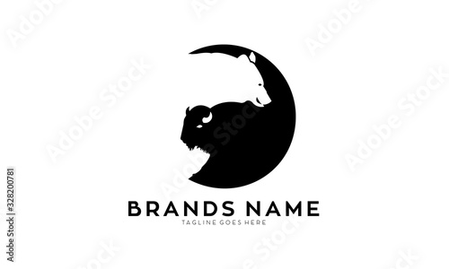 Bear and bull simple vector logo