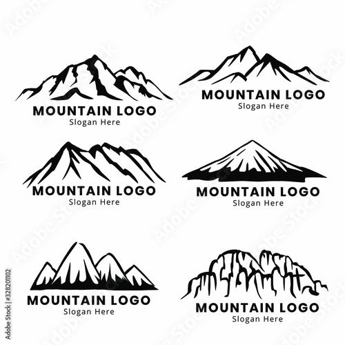 set of the mountains illustrations isolated on white background. Design elements for logo, label, emblem, sign, brand mark. Vector illustration.