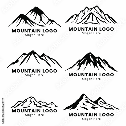 set of the mountains illustrations isolated on white background. Design elements for logo, label, emblem, sign, brand mark. Vector illustration.