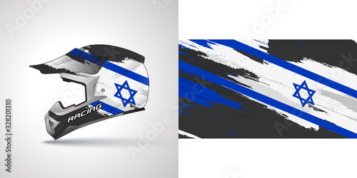 Racing helmet wrap decal and vinyl sticker design illustration.