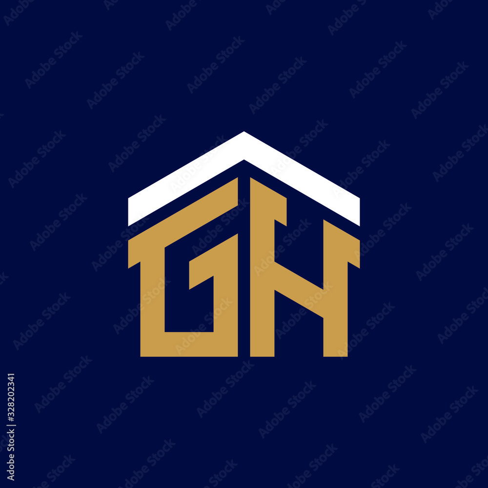 Initial Letters GH House Logo Design Initial Letters GH House Logo Design