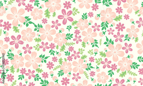 Unique leaf and flower pattern background for Botanical, with leaf and flower drawing.