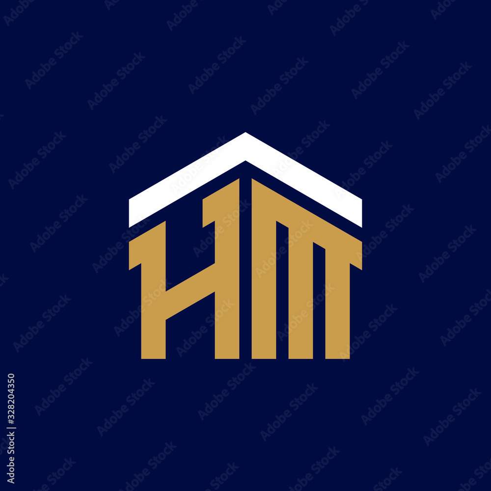 Initial Letters HM House Logo Design Stock Vector | Adobe Stock